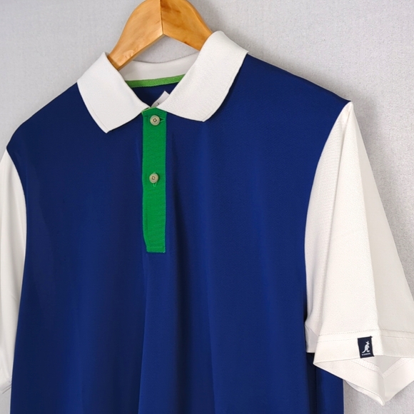 KANGOL Golf Men's Samuel L Jackson Blue White Polo Size Large - Picture 1 of 4